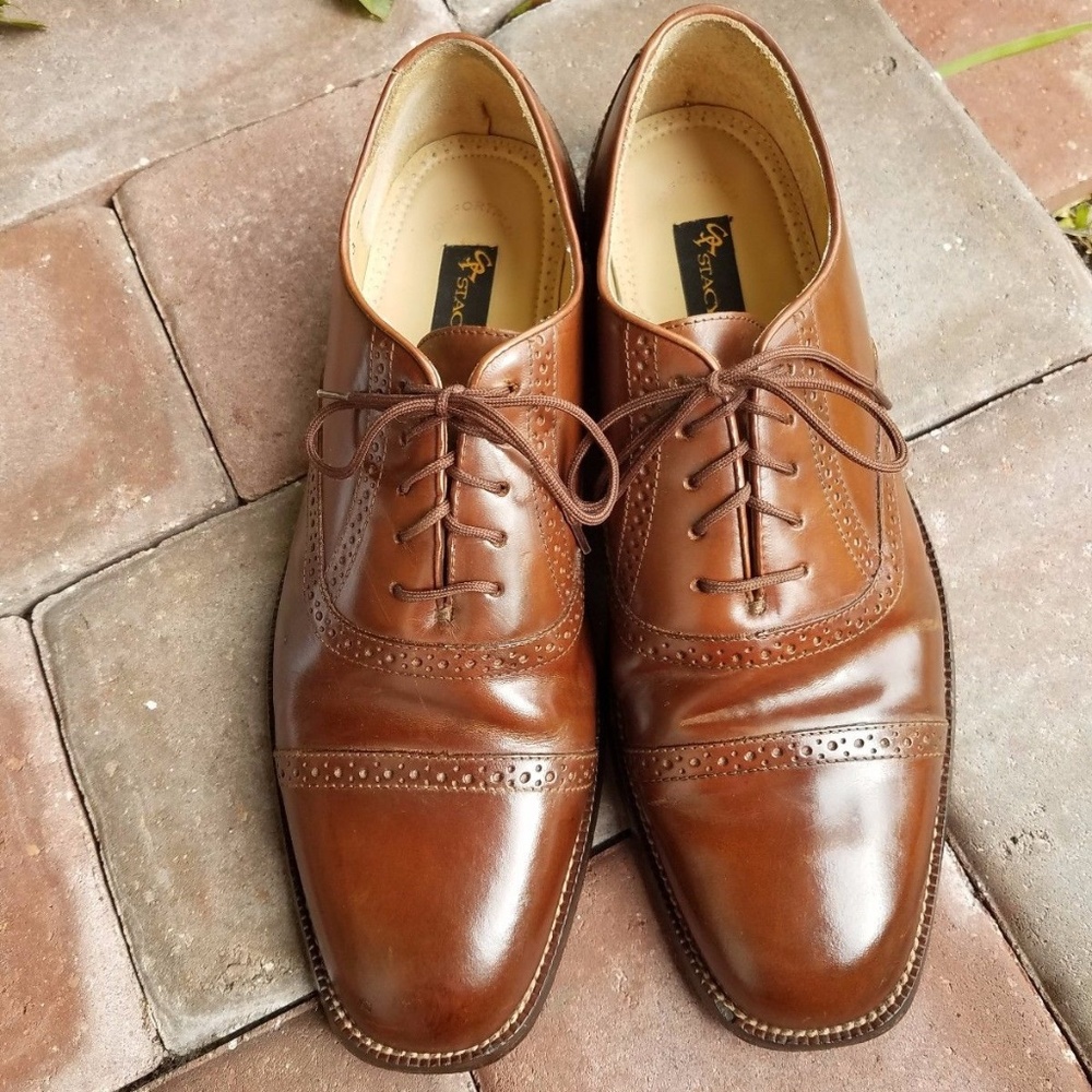 Stacy Adams Brown Leather Lace Up Oxfords 11 M